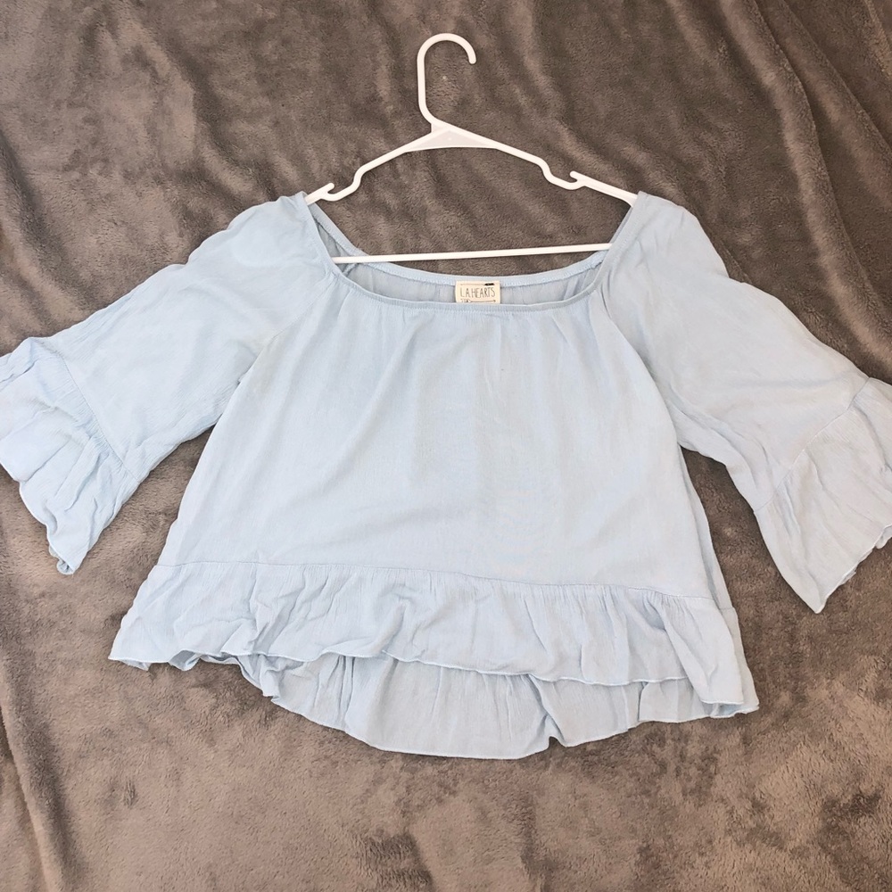 Baby blue off-the-shoulder top